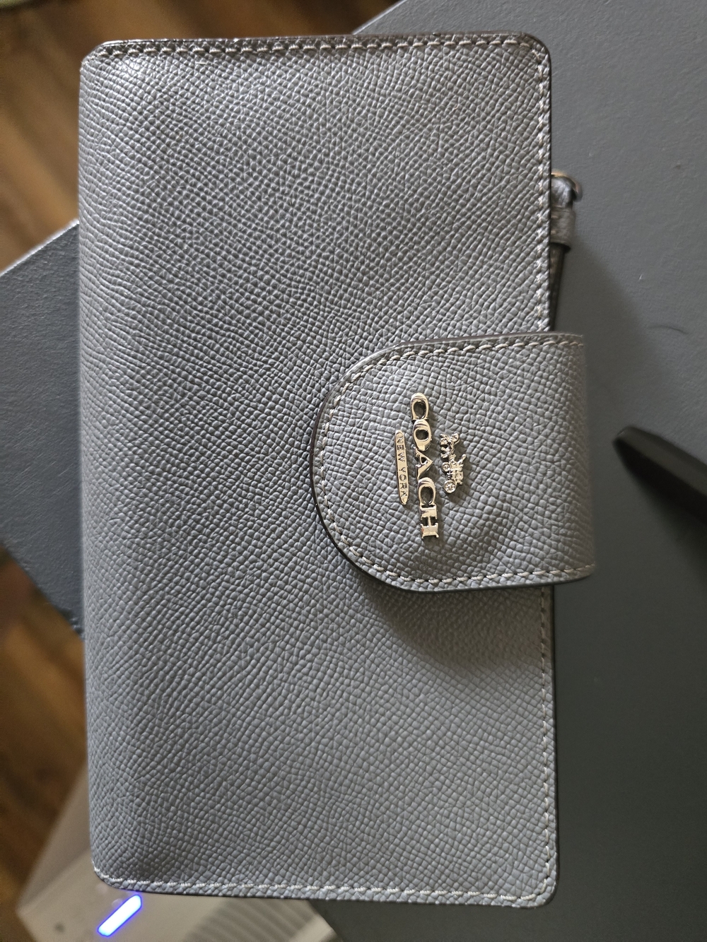 COACH Grey Saffiano Leather Wallet Clutch